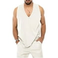 thumbnail image 1 of Liacowi Amuver Men's Camisole Solid Color V-Neck Sleeveless Casual Tops Loose Vest Streetwear for Summer, M/L/XL/XXL/XXXL, 1 of 3
