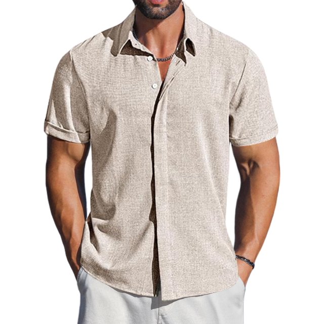 Camisa LETSEE Beach casual de manga corta con botones para hombre