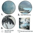 thumbnail image 3 of Designart "Tropical Palms: Blue & Grey Collage I" Coastal Floater Framed Wall Art Prints, 3 of 5