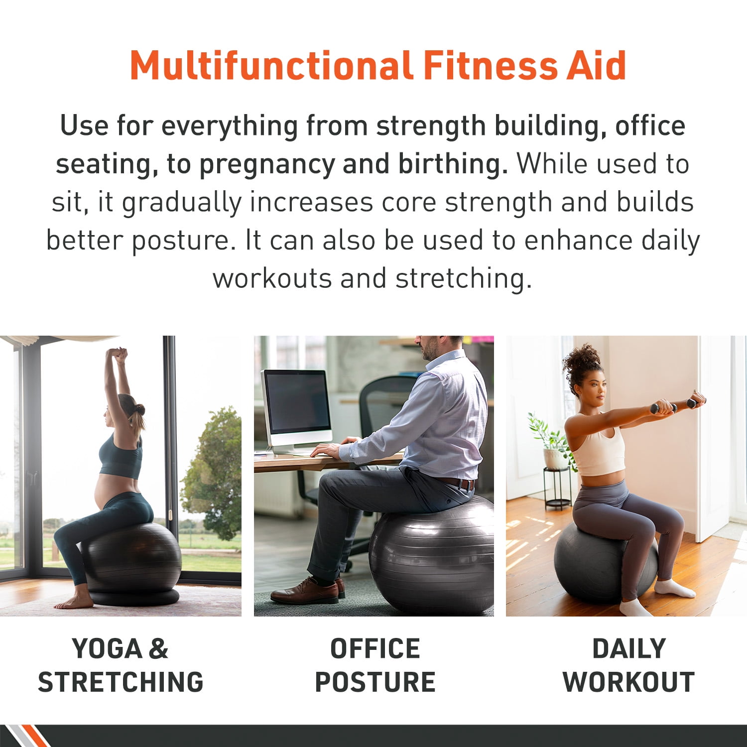 Body Sport Studio Series Charcoal Fitness Ball - 65cm