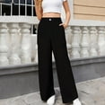 thumbnail image 5 of Wdfiry Cargo Pants for Women Plus Size Wide Leg High Waist Cargo Pants Casual Button Elastic Waist Pockets Long Pants, 5 of 8