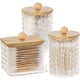 thumbnail image 1 of Recipiente para baño con 3 unidades de hisopos y porta bastoncillos de algodón, dispensador de 10/7 oz, tarro de boticario con tapas de bambú para organizador de almacenamiento de baño, 1 of 8