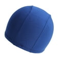 thumbnail image 4 of Gorro de natación adulto suave Gorro de baño de tela de poliéster Hombres y mujeres Gorros de sombrero de natación para deportes acuáticos (azul oscuro), 4 of 5