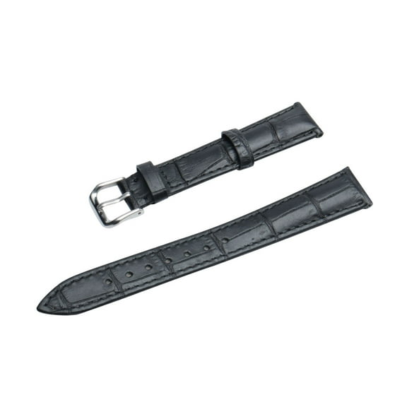 Uxcell Women Men Black Faux Leather Alligator Grain Watch Strap Band 0.7''