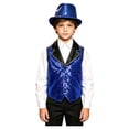 thumbnail image 2 of iiniim Boys Show Outfit Sequin Vest Hat Set For Dance Party Themed Celebration Gear Performance Top Royal Blue 6, 2 of 7
