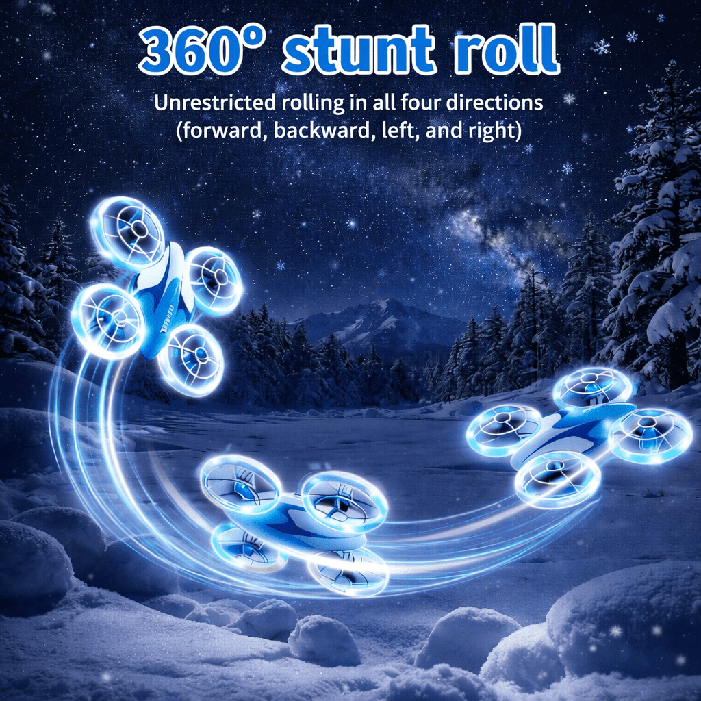 Mini RC Drone with LED Lights, Intelligent Control Quad Copter, 360° Flip Stunt Flying Toy with Altitude Hold, Remote Control Aircraft for Teens & Adults