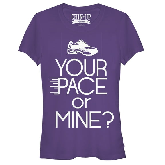 Junior's CHIN UP Shoe Your Pace or Mine  Graphic Tee Purple X Large