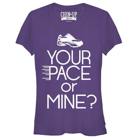 Junior's CHIN UP Shoe Your Pace or Mine Graphic Tee Purple