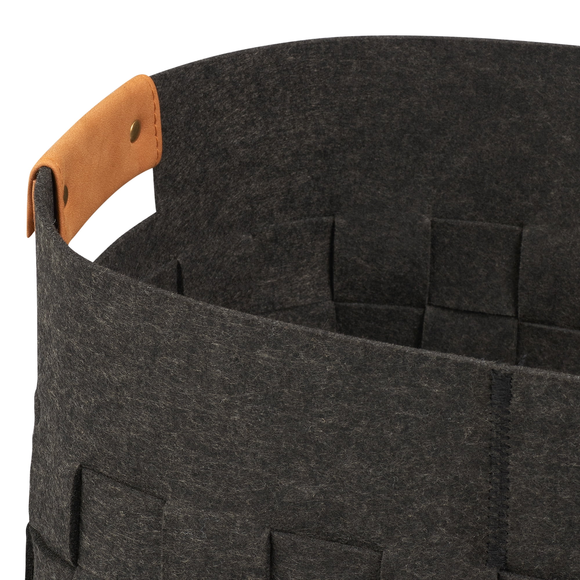 Mainstays Medium Woven Felt Basket, Dark Grey, Set of 2
