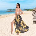thumbnail image 6 of FORMRS Womens Beach Sarong Semi-Sheer Bikini Wrap Skirt Swimsuit Cover-ups, Black Sunflower Pattern, 6 of 7