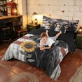 thumbnail image 4 of Manfei Vintage Highland Cow Twin Bedding, Retro US Flag Bedding Comforter Set, Black Red White, Black Reversible 7 Pieces, 4 of 6