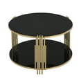 thumbnail image 6 of DreamBuck 31.5" Tempered Glass Coffee Table, Modern 2-Tier Black Mirror Coffee Table with Lower Shelf, Luxury Center Tables with Golden Metal Frame for Home Living Room Furniture, 6 of 8