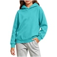 thumbnail image 2 of Warm Pullover Hoodies for Children Plus Size Long Sleeve Hoodie Girls And Boys Solid Color Hooded Sweatshirt Casual Basic Tops, 2 of 9