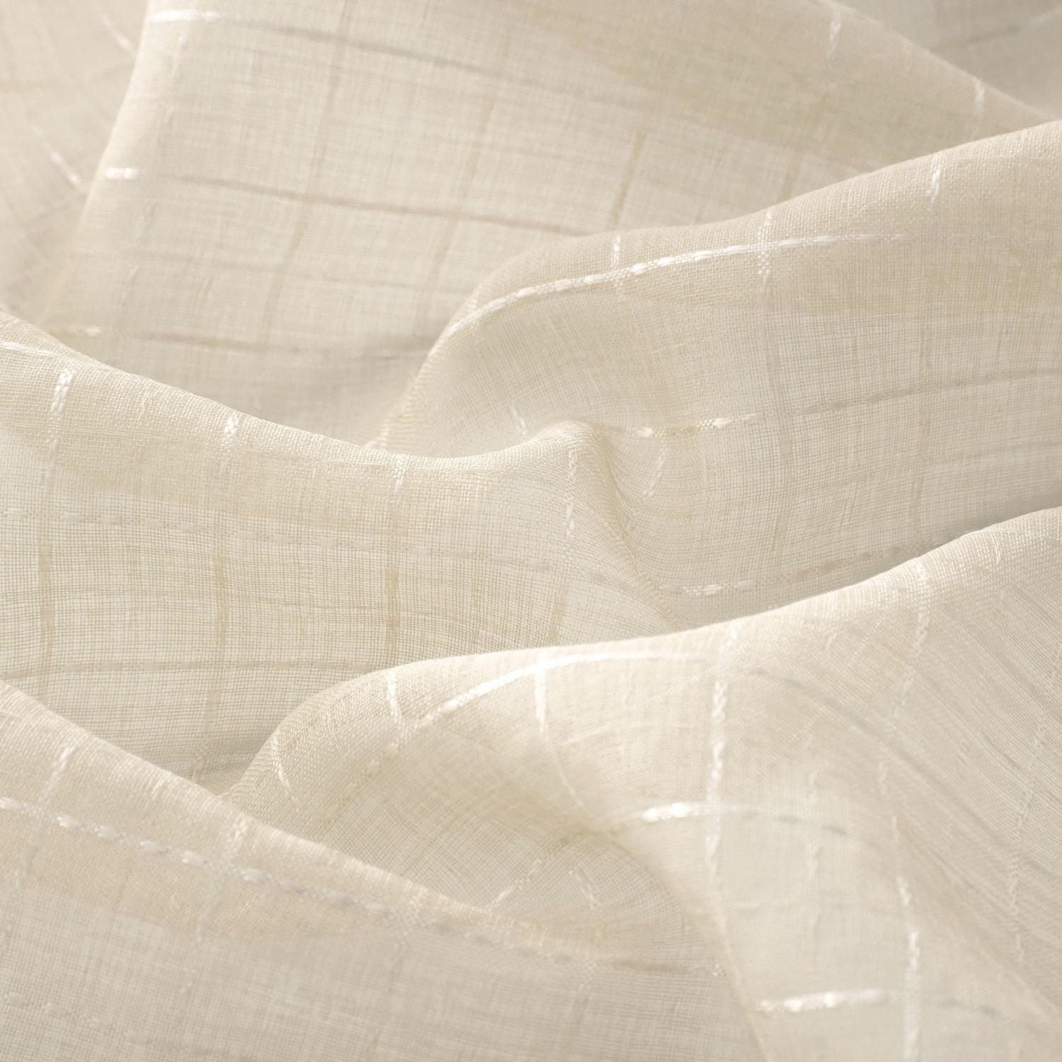 Mainstays Windowpane Sheer Window Curtains Panel Pair, Set of 2, White, 38" W x 84" L, 2 Set MS Sheer Curtain Panel