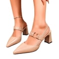 thumbnail image 4 of Samdudou Women Closed Toe Pointed Slingback Pumps Summer Block Heel Shoes with Ankle Strap Elegant Casual Formal Footwear for Wedding Guest and Grad Season, 4 of 9