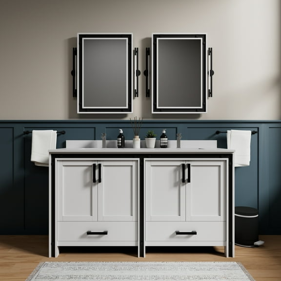 Lexora Home Ziva 60" Vanity Cabinet in White