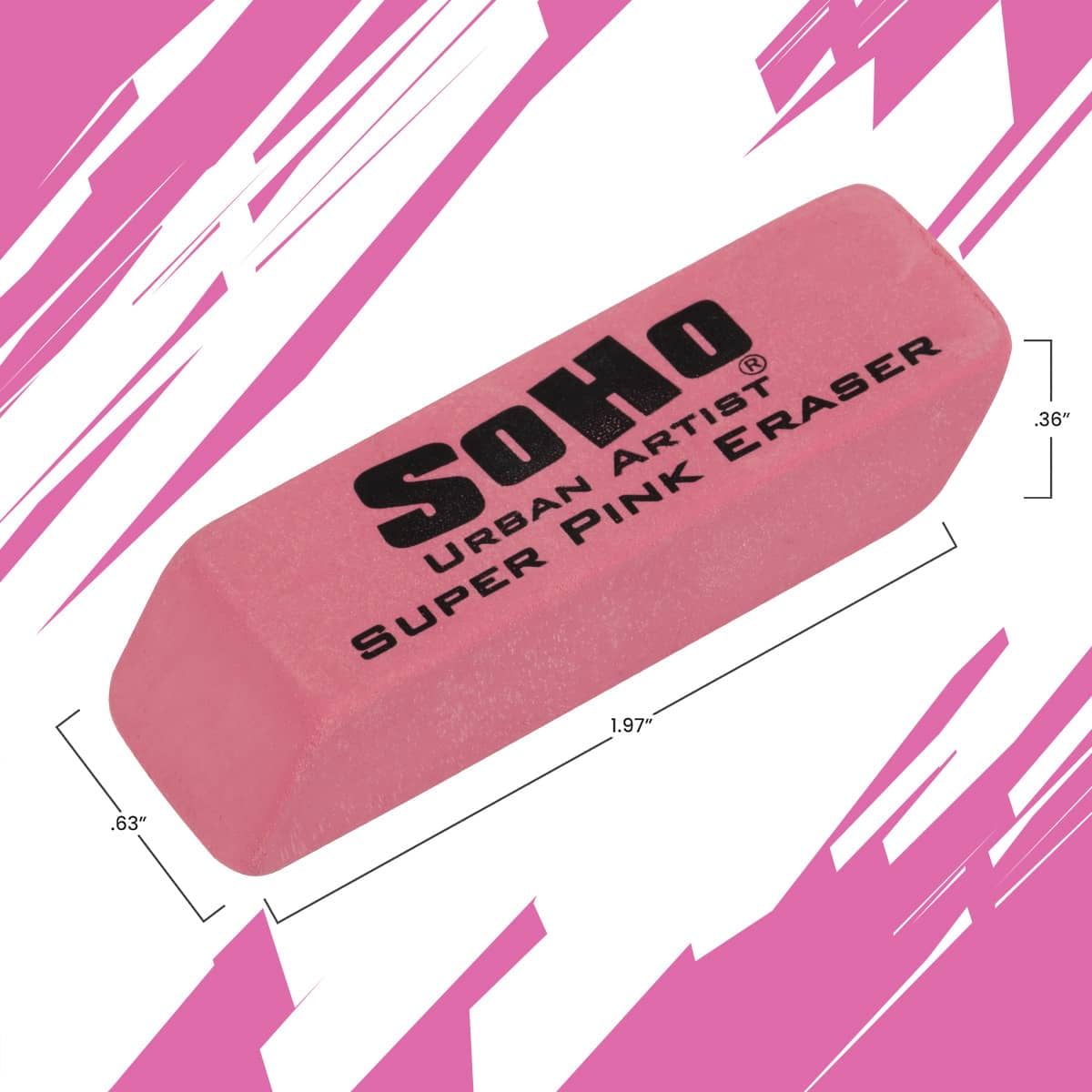SoHo Urban Artist Super Pink Eraser for Drawing & Sketching - 50-Pack,  Latex-Free PVC-Free Rubber Eraser for Graphite Pencil, Clean Smudge-Free Erasing for Artists, Drafting & Illustration