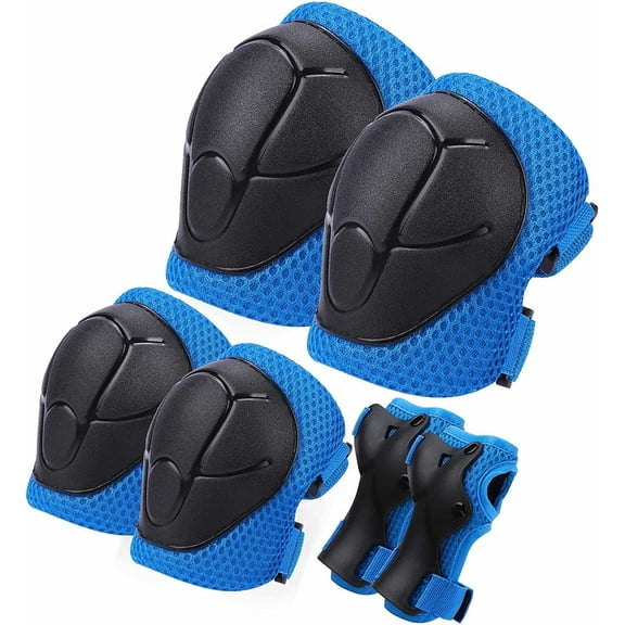 Casewin Kids Knee Pads Set 6-in-1 Protective Gear Set with Knee Pads Elbow Pads and Wrist Guards Pads Children Safety Protection Pads for Rollerblading Skating Cycling