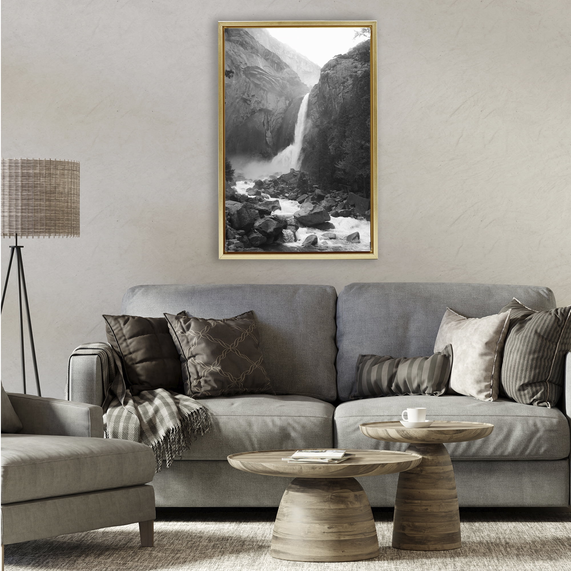 Stupell Industries Rocky Yosemite Falls Gold Framed Floater Canvas Wall Art, design by Kim Curinga