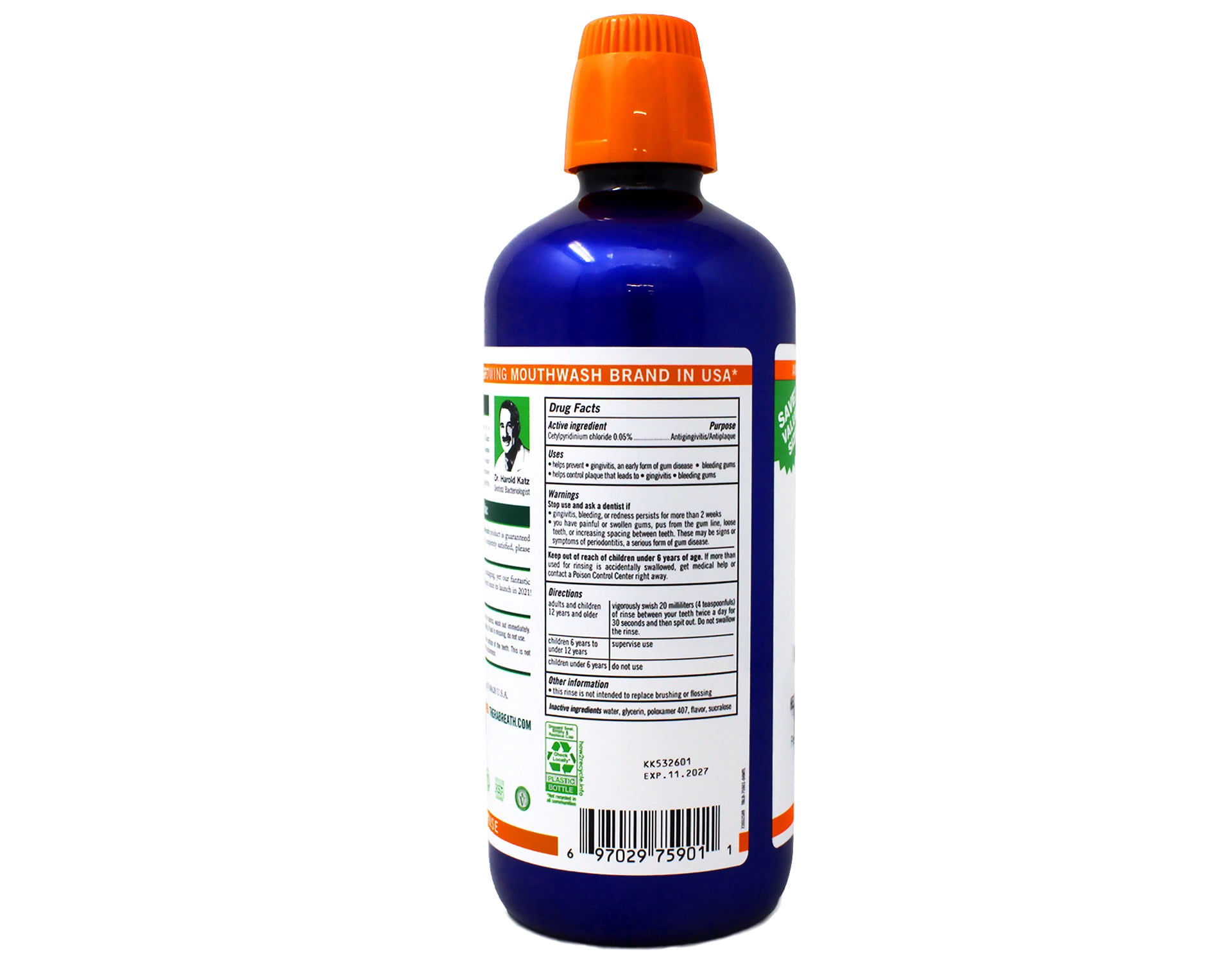 TheraBreath Healthy Gums Oral Rinse Clean Mint Antigingivitis Antiplaque Mouthwash Alcohol Free 33.8 fl oz (Pack of 2)