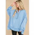 thumbnail image 6 of SHEWIN Womens Sweatshirt Button Henley Neck Pullover Casual Oversized Loose Fall Winter Tunic Tops Blue, 6 of 10