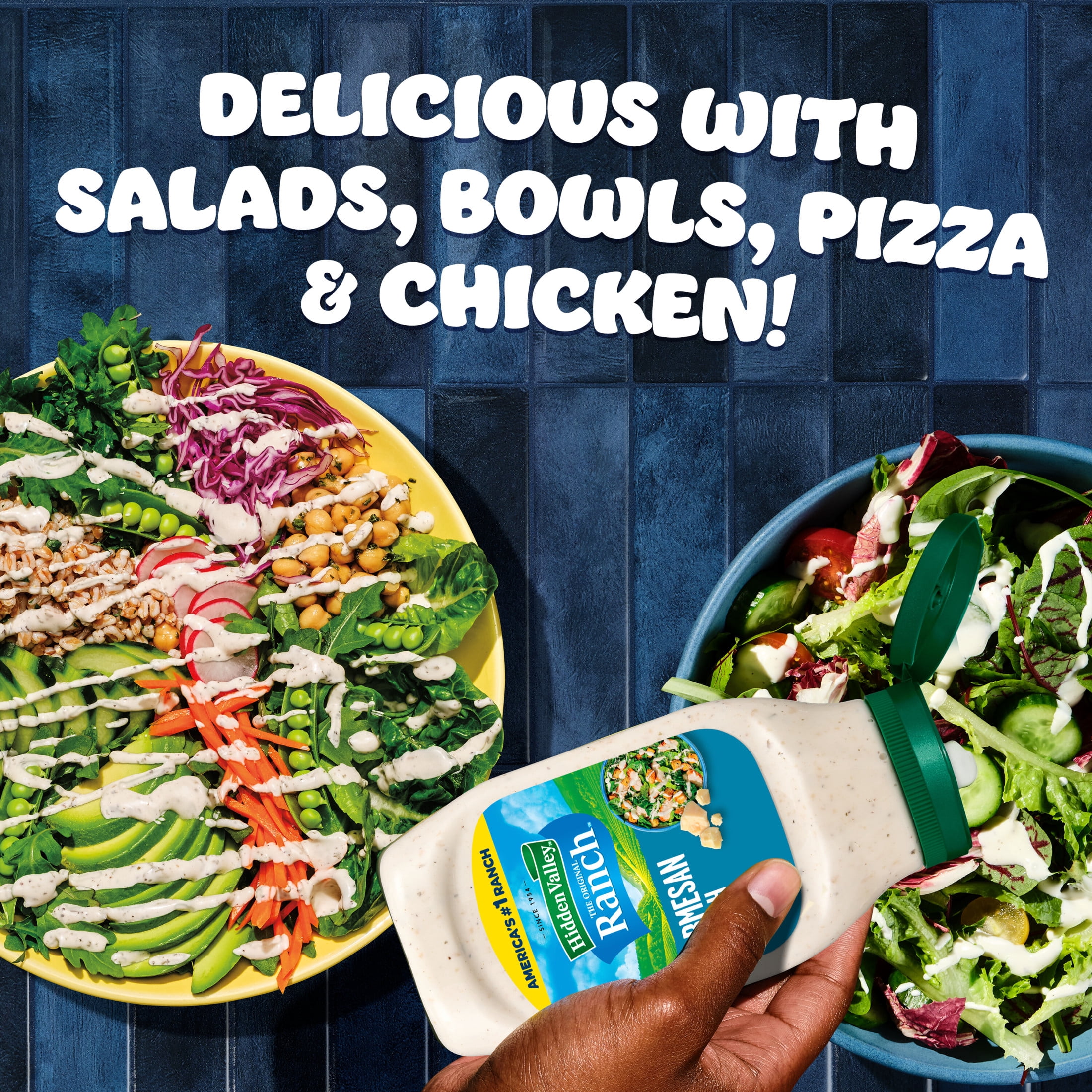 (6 pack) Hidden Valley Parmesan Ranch Salad Dressing & Condiment, 16 fl oz Squeeze Bottle