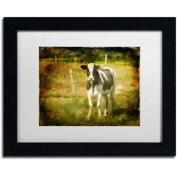 Trademark Fine Art "Handsome Holstein" Canvas Art by Lois Bryan White Matte, Black Frame