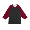 thumbnail image 7 of Gaukiv Men's Three Quarter Sleeve Shirts Raglan Crew Neck Tees Solid Color Body with Contrast Sleeves Baseball Shirts Deep Red 2XL, 7 of 7