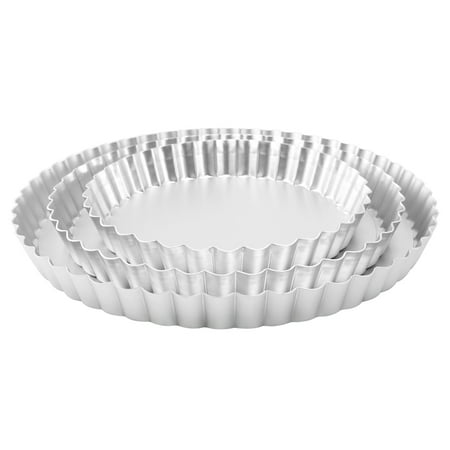 

(6 8 9 Inch) Tart Pan and Quiche Pan with Removable Base Bottom(Silver)