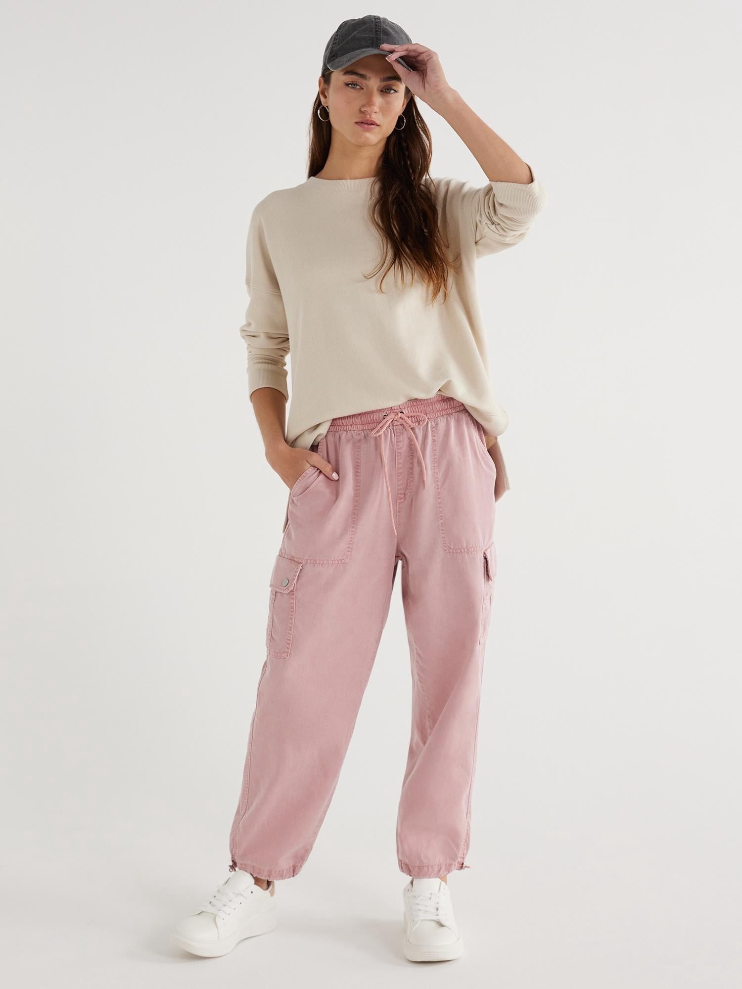 Time and Tru Women's Parachute Cargo Jogger Pants, 26", 27", 28" Inseam, Sizes XS-XXXL