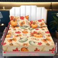 thumbnail image 6 of Garronmavis Fall Pumpkin Maple Print Twin Size Bedding Sheet Set, 3 Piece Soft Breathable Microfiber Bed Sheets with 1 Fitted Sheet & 2 Pillow Shams for Autumn Bedroom, 100cm*190cm, 6 of 7