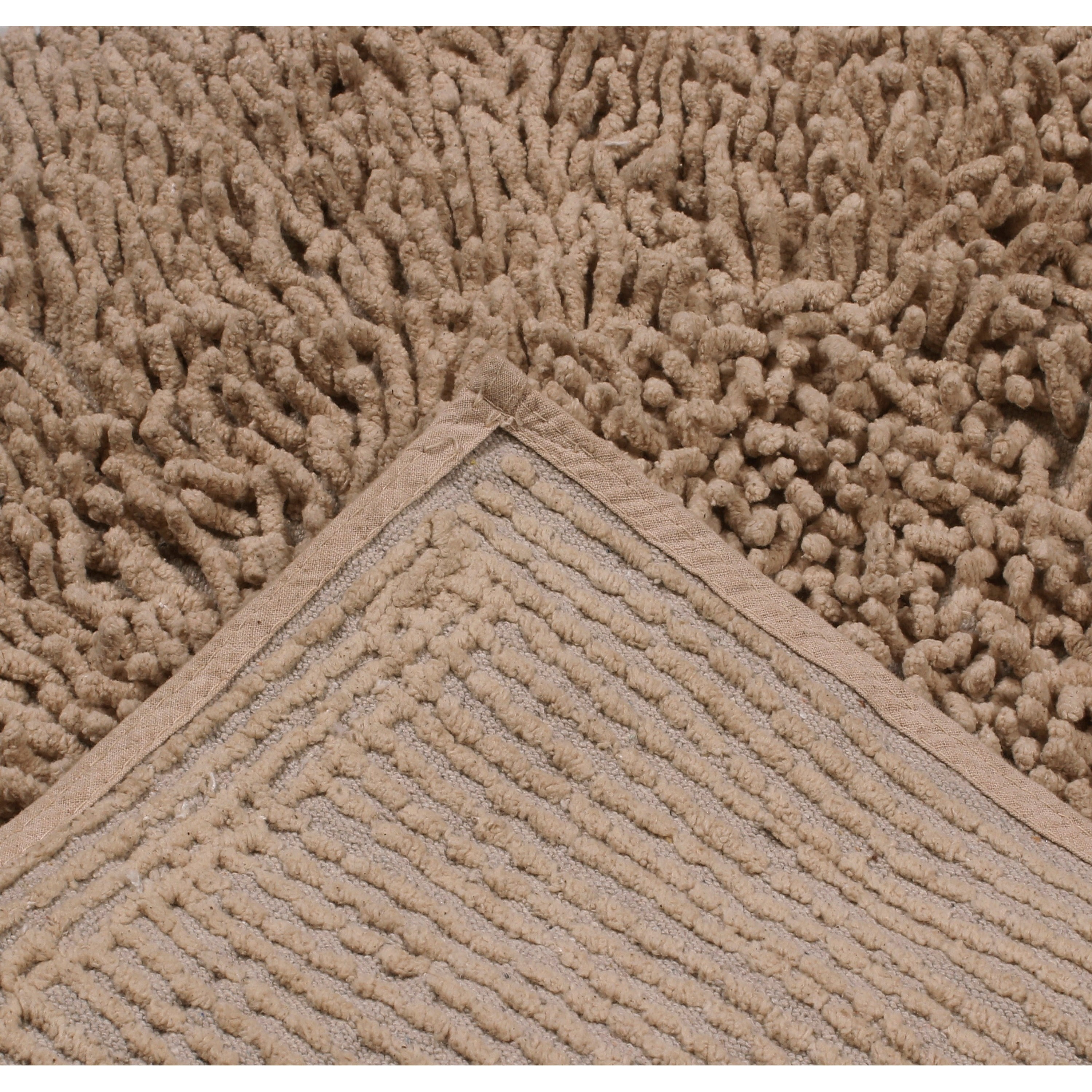 Home Weavers Fantasia Bath Rug 100% Cotton Non-Slip Bathroom Rug Set Machine Washable Bathroom Rug-17"x24", Bath Rug- 21"x34", Linen Color 2 Piece Bath Carpet set