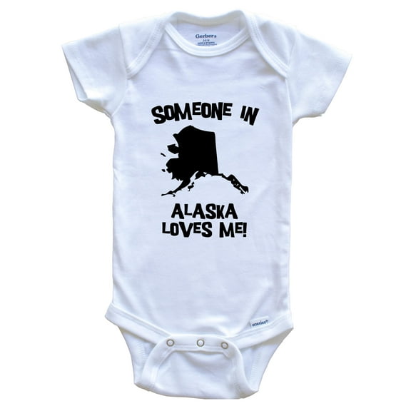 Someone In Alaska Loves Me State Silhouette Cute Baby Bodysuit - One Piece Baby Bodysuit, 0-3 Months White