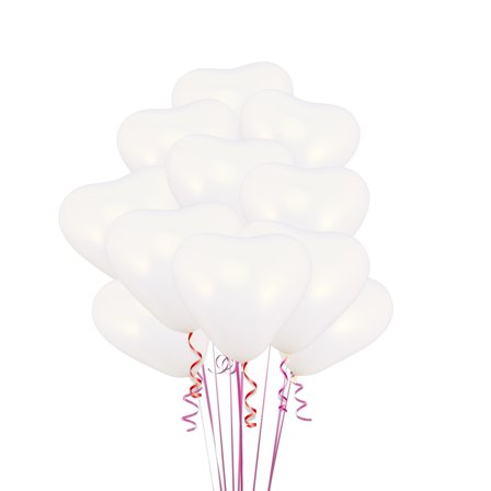 GOOHOCHY 25pcs 12inch White Heart Shape Balloons for Valentine's Day Birthday Wedding Proposal Decoration