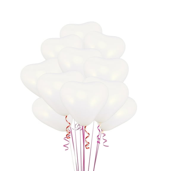 GOOHOCHY 25pcs 12inch White Heart Shape Balloons for Valentine's Day Birthday Wedding Proposal Decoration