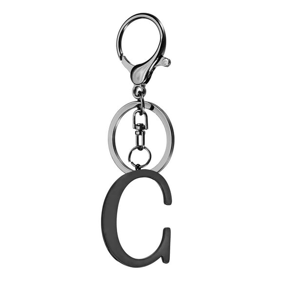 Uxcell Initial Letter Keychain, 1PCS Key Chain Stainless Steel, Black ( Letter C)