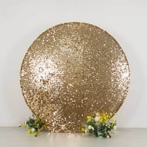 Efavormart Sparkly Gold Big Payette Sequin Backdrop Stand Cover for Round Wedding Arch - 7.5ft