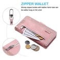 thumbnail image 3 of Dteck 9 Card Slots Wallet Case for Apple iPhone 12 mini 5.4-inch,Hybrid Magnetic PU Leather Zipper Kicstand Shockproof Rubber Full Protector Cover with Strap,Rosegold, 3 of 7