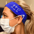 thumbnail image 4 of Headbands for Women with Buttons for Face Mask Ear Saver Headband for Nurses Elastic No Slip Hair Bands Workout dark blue, 4 of 5