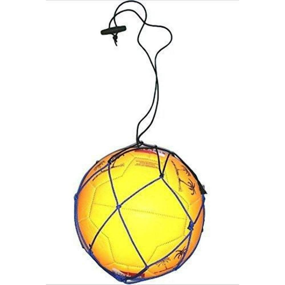 2 Soccer Ball Bungee Elastic Training Juggling Net Free Mini Ball (Blue)