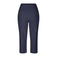 thumbnail image 5 of Womens Capris Pants Summer Casual Loose Drawstring Elastic High Waist Trousers wide Leg 2026 Lounge Beach Cropped Slacks Navy M, 5 of 5