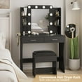 thumbnail image 2 of VEANERWOOD Makeup Vanity Desk Sets with Mirror 3 Lighting Color, Modern Dressing Table Set with 2 Large Drawers, Power Strip, Stool for Women Girls Bedroom, 2 of 7