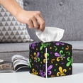 thumbnail image 6 of Lsque Mardi Gras Carnival4 Printed Tissue Box Cover Holder, Facial Paper Organizer Dispenser,Square with Bottom Belt, PVC Leather Decorative Organizer, 6 of 8