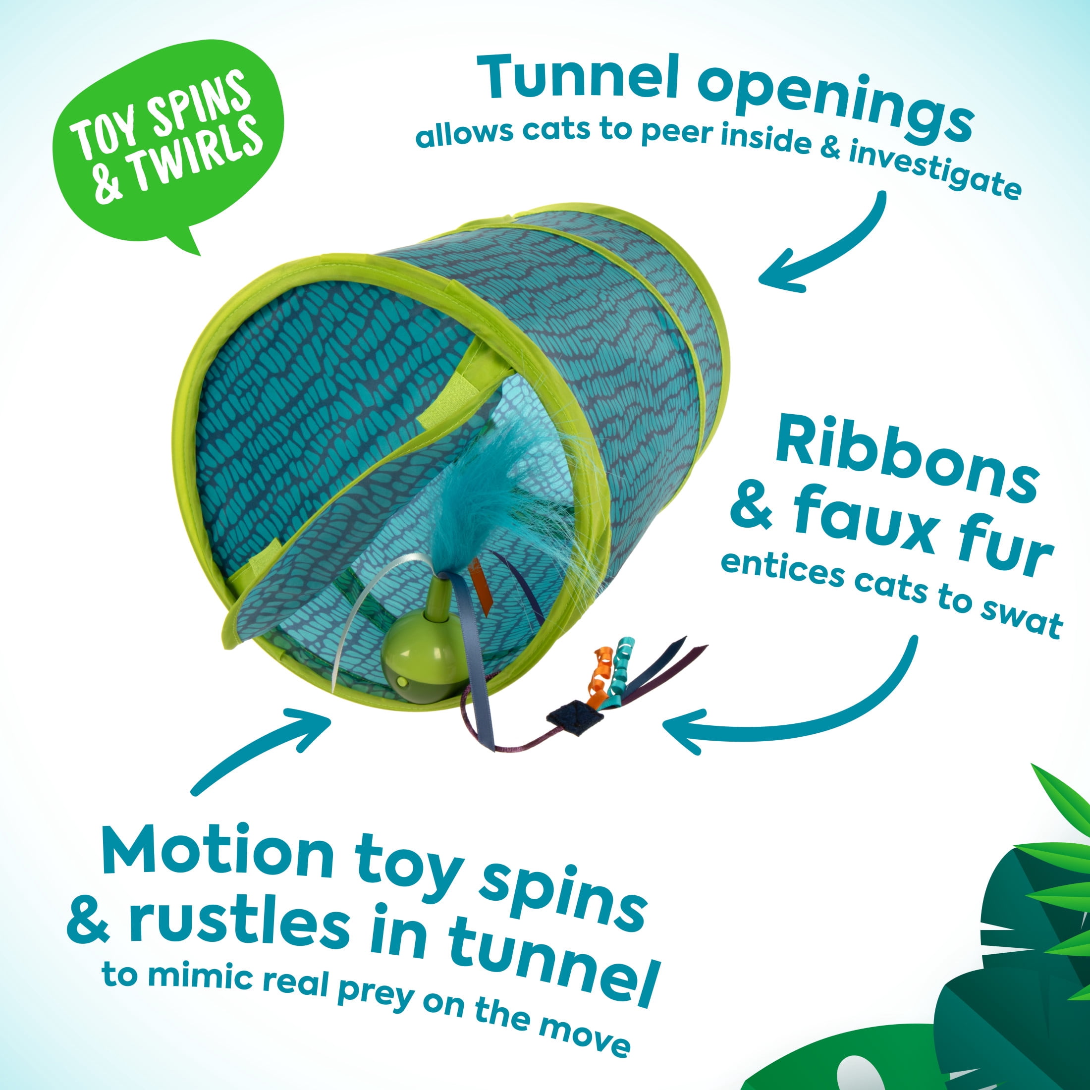 SmartyKat, Triple Tunnel Cat Toy, Fringe Frenzy, with Feathers