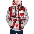 thumbnail image 5 of Kll Unisex Kids Boys Girls Hooded Pocket Pullover Hoodies-Buffalo Plaid Love And Gnome, 5 of 9
