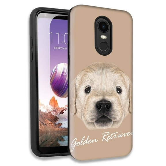 Mundaze Golden Retriever Puppy Double Layer Hybrid Case Cover For LG Tribute Empire/Risio 3/K8 K8 Plus 2018