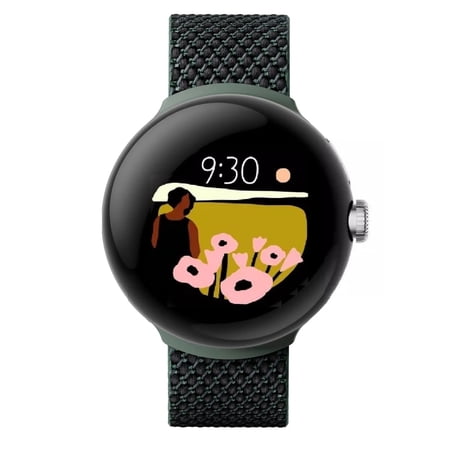Google Pixel Watch LTE Smartwatch Compatible with Cellular or WiFi Data, GPS, BT and Heart Rate Monitor 41mm, Bulk Packaging (Woven Ivy)