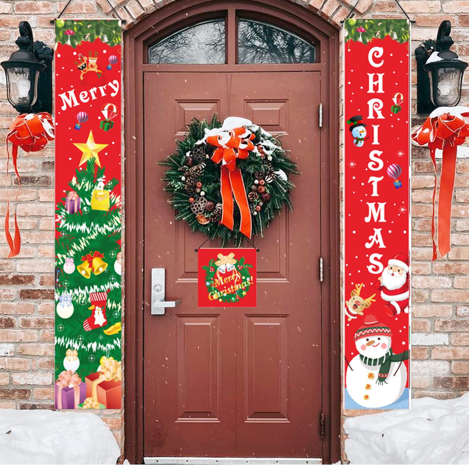 Finelylove Merry Christmas, Door Banners, Porch Signs, Hanging Banners, Christmas Flags, Home 