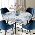 thumbnail image 5 of Elastic Fitted Round Tablecloth, Starfish Coastal Waterproof Stretch Table Cover for 45"-54" Tables, Blue Eucalyptus Leaves Ocean Conch Shells Washable Outdoor Tablecloths for Patio, Picnic, Camping, 5 of 9
