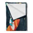 thumbnail image 2 of Rocket Soft Flannel Fleece Throw Blanket, Boy Riding Rocket in Space Childish Journey Exploring Universe Theme, Cozy Plush for Indoor and Outdoor Use, 50" x 70", Dark Petrol Blue Yellow, by Ambesonne, 2 of 5